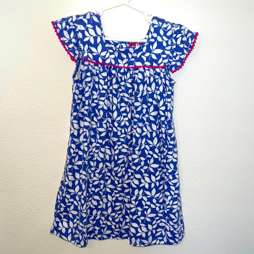 Harper Canyon blue and white floral dress with pink trim
